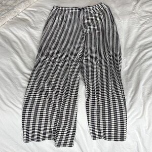 Zara Black and White Checkered Wide Leg Pants